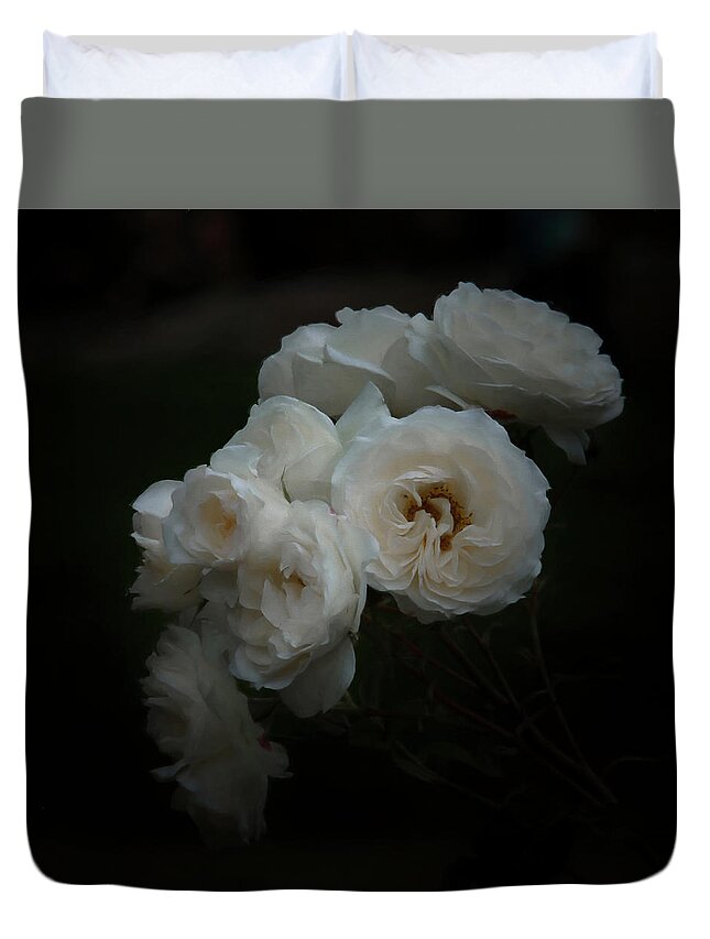 White Rose Duvet Cover featuring the digital art Garden Bouquet by Ernest Echols