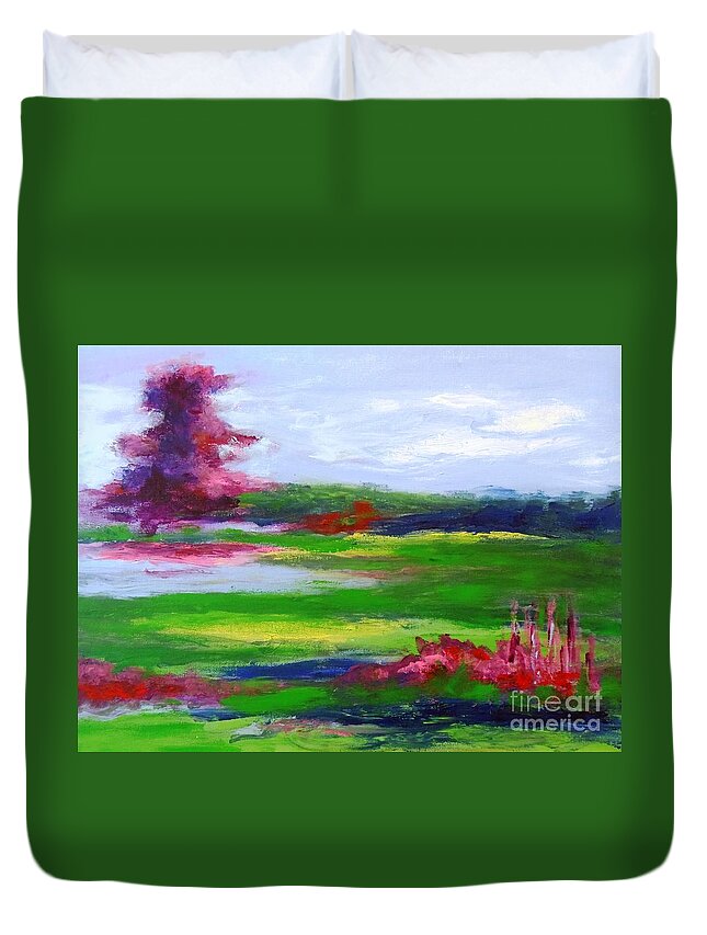 Landscape Duvet Cover featuring the painting Garden Impressions I by Petra Burgmann