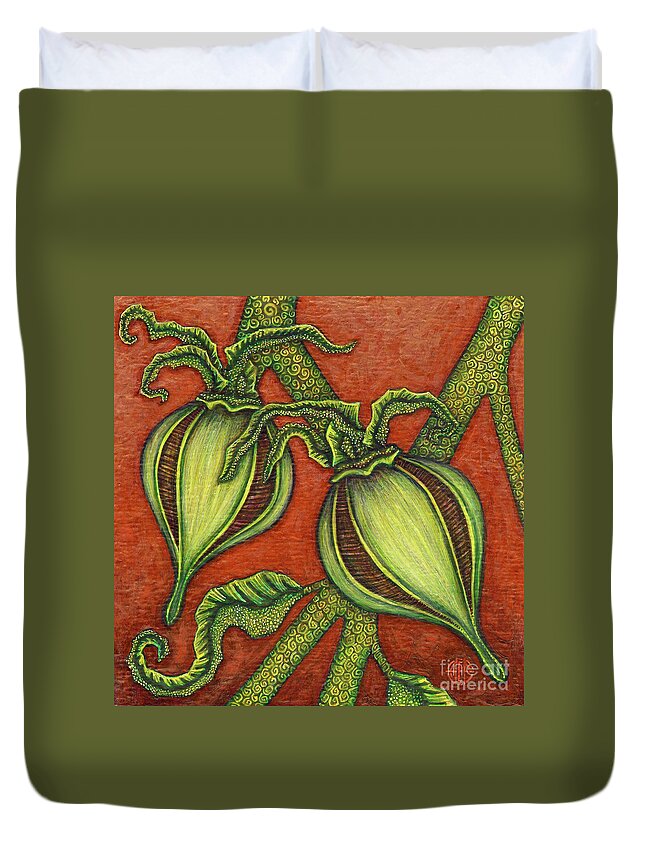 Garden Duvet Cover featuring the painting Garden Room 11 by Amy E Fraser