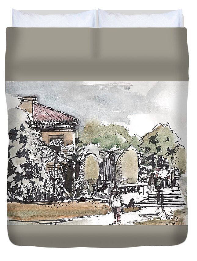  Duvet Cover featuring the painting Gardens in Pasadena by Gaston McKenzie