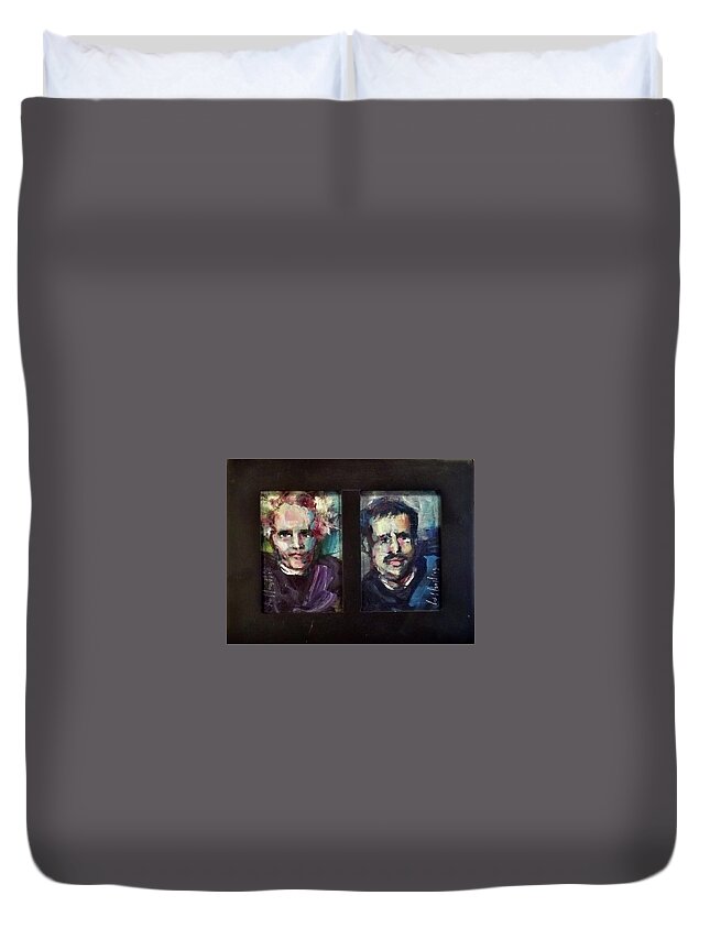 Painting Duvet Cover featuring the photograph Garfunkel and Simon by Les Leffingwell