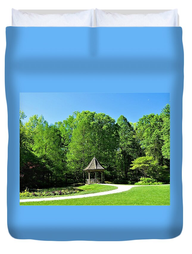 Kathy Duvet Cover featuring the photograph Gazebo Path by Kathy Long