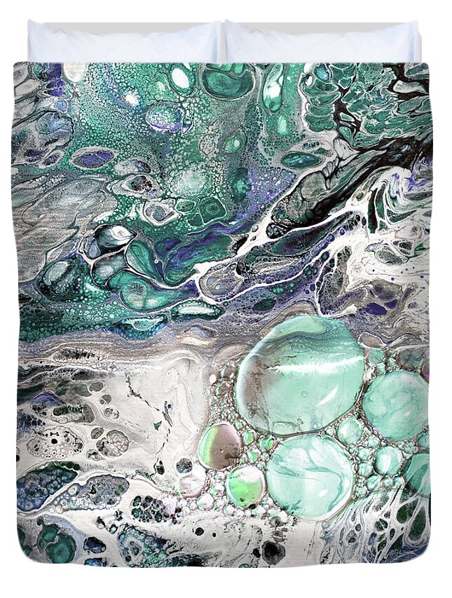 Abstract Duvet Cover featuring the mixed media Gem by Jacky Gerritsen