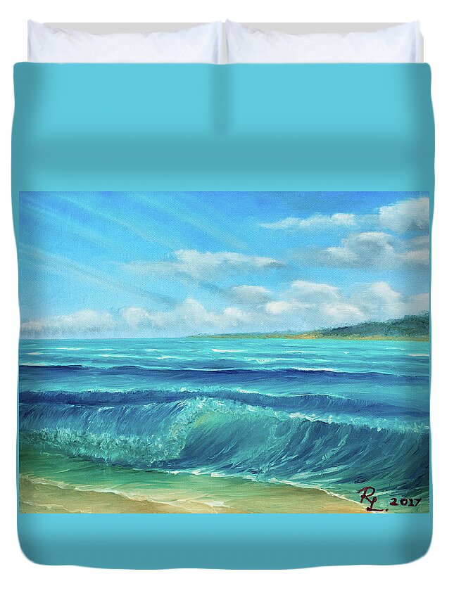 Beach Duvet Cover featuring the painting Gentle Breeze by Renee Logan