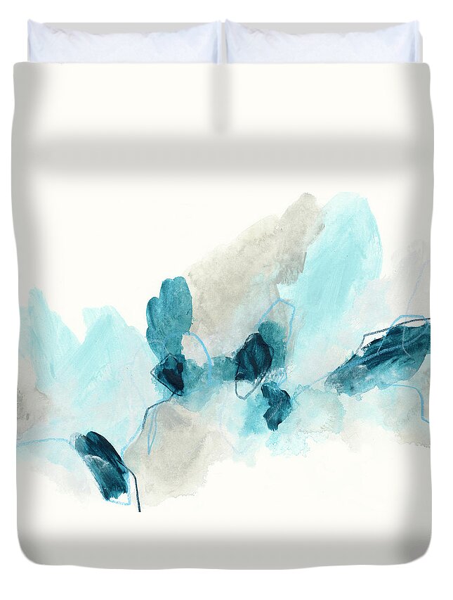 Abstract Duvet Cover featuring the painting Geode Coast II by June Erica Vess
