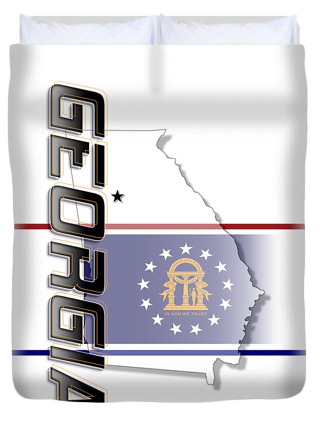 Georgia Duvet Cover featuring the digital art Georgia State Vertical Print by Rick Bartrand