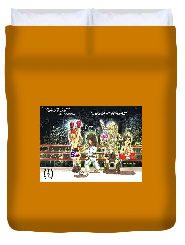 Gnr Duvet Cover featuring the mixed media Get in the Ring by Francisco Velasquez