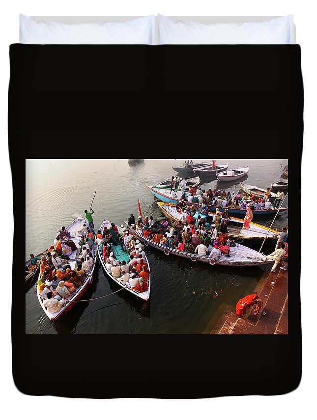 Hinduism Duvet Cover featuring the photograph Ghats Of Varanasi, India by Soumen Nath Photography