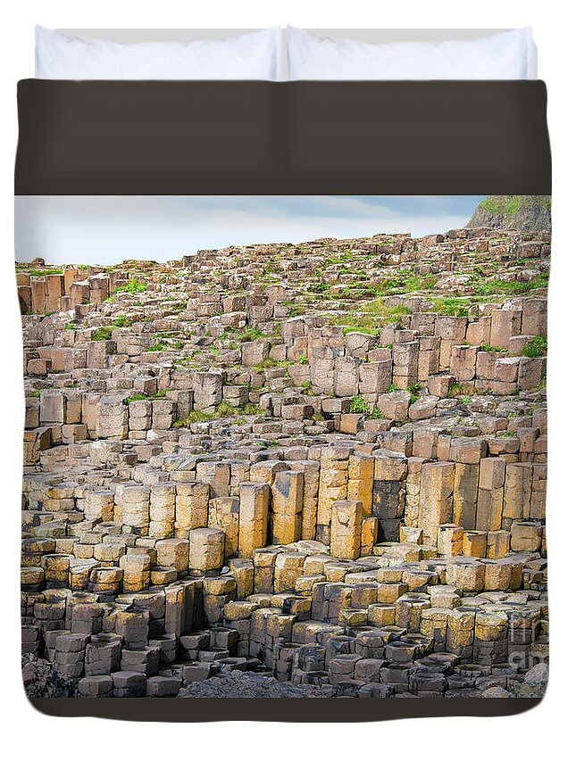 Giant's Cauesway Duvet Cover featuring the photograph Giant's Causeway Basalt Columns Three by Bob Phillips