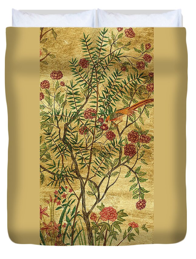 Asian & World Culture+botanical Duvet Cover featuring the painting Gilded Traditional Chinoiserie IIi by Melissa Wang