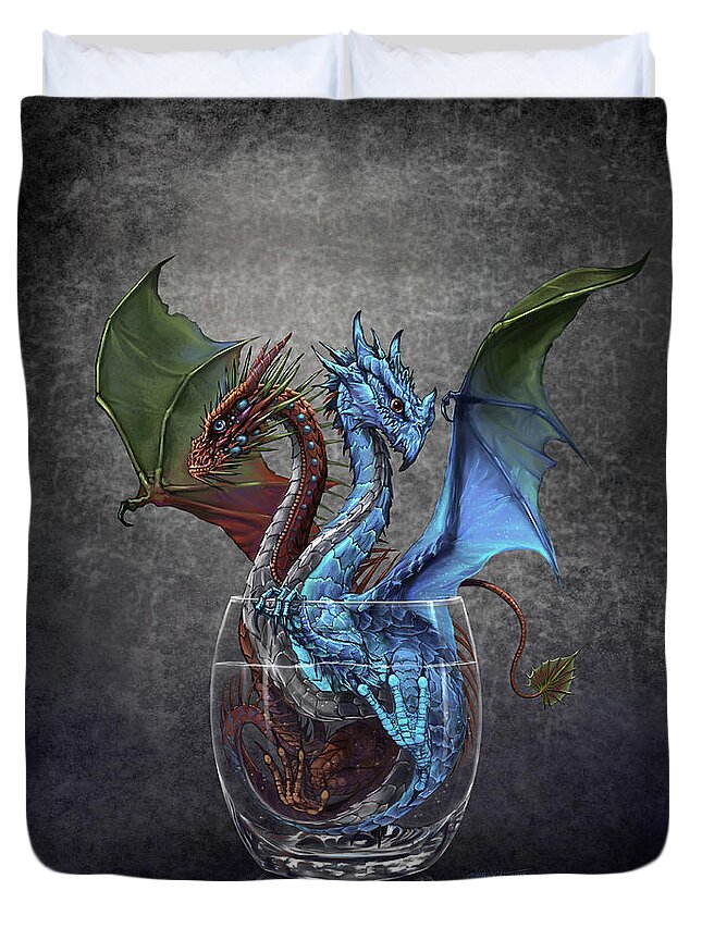 Gin Duvet Cover featuring the digital art Gin and Tonic Dragon by Stanley Morrison