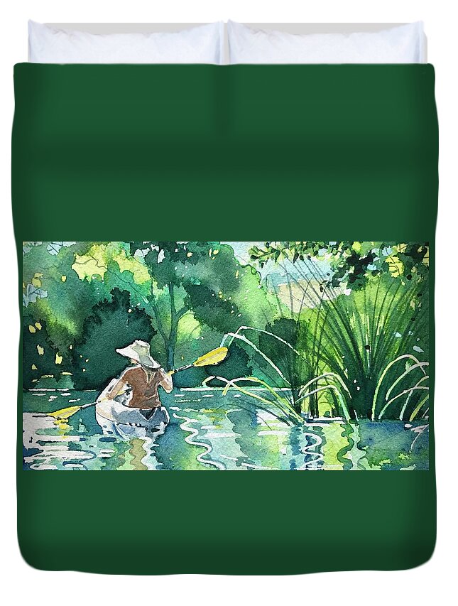 Summer Duvet Cover featuring the painting Girl in a Hat by Luisa Millicent