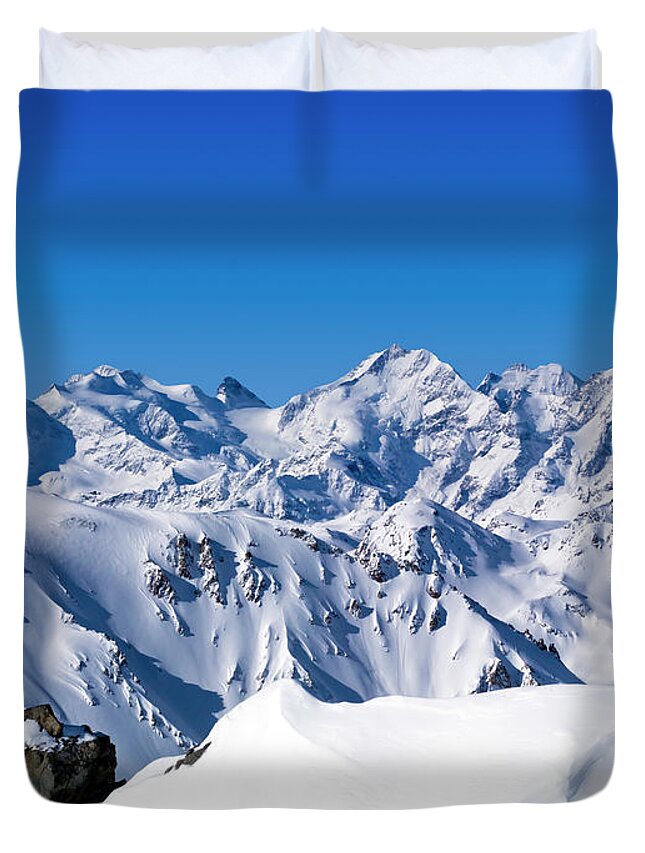 Scenics Duvet Cover featuring the photograph Glacier Pizzo Bernina 4049 Mt by Creativaimage