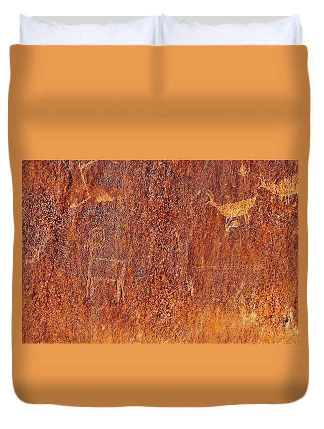 Glen Canyon Duvet Cover featuring the photograph Glen Canyon Petroglyph 007 by Richard A Brown