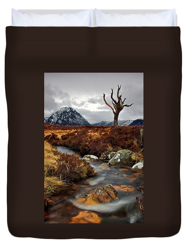 Tranquility Duvet Cover featuring the photograph Glencoe Gnarled Tree by Paul Carroll And Mhairi Carroll