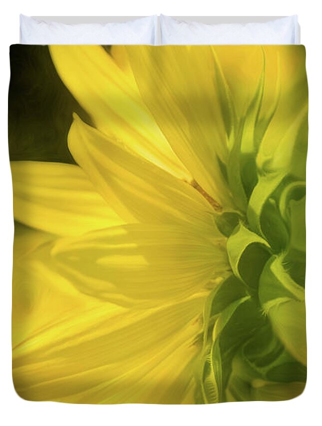 Sunflower Duvet Cover featuring the mixed media Glowing Sunflower by Mellissa Ray
