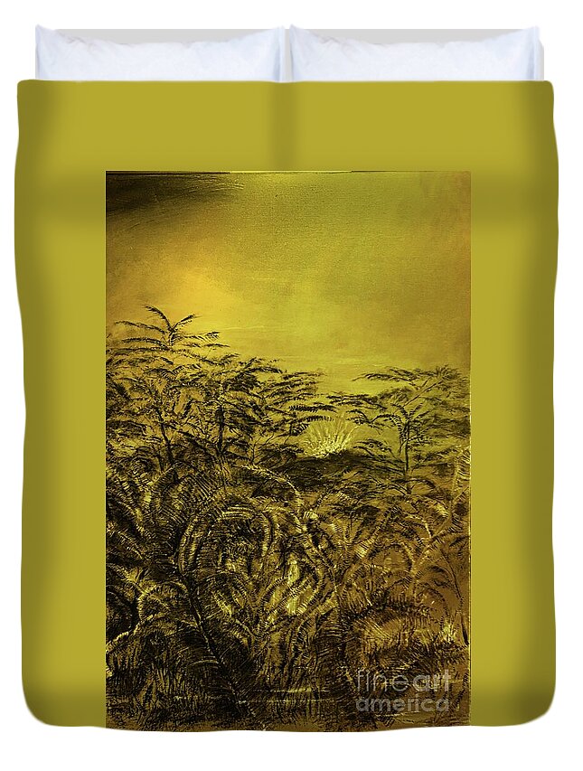 Aina Duvet Cover featuring the painting Golden Night by Michael Silbaugh