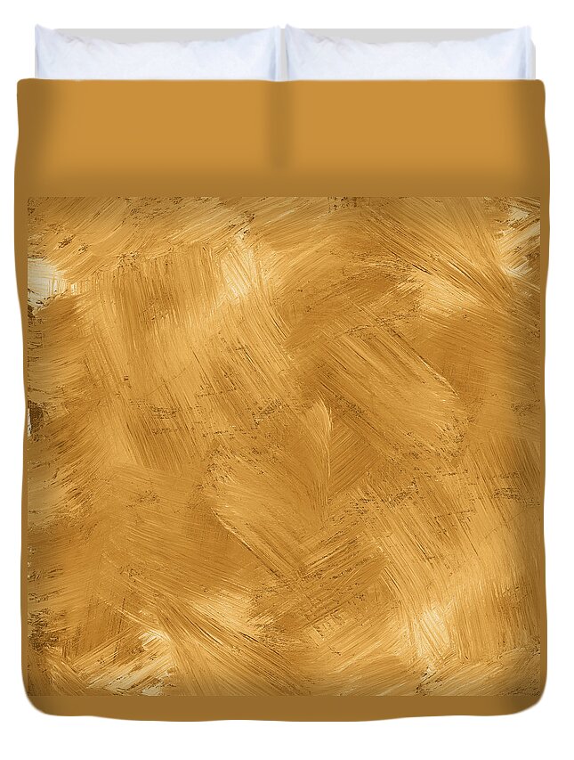 Material Duvet Cover featuring the photograph Golden Painted Texture by Hudiemm