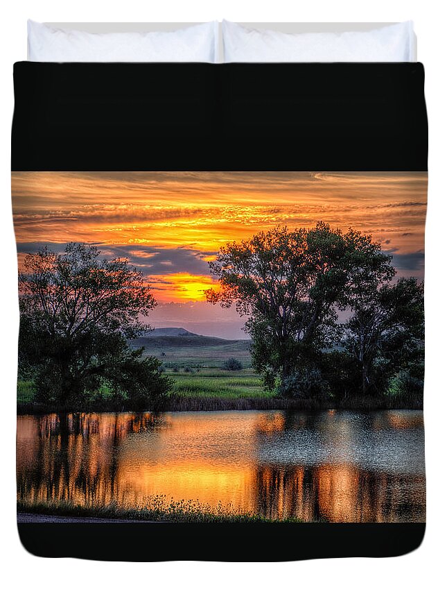 Landscape Duvet Cover featuring the photograph Golden Pond at 36x60 by Fiskr Larsen