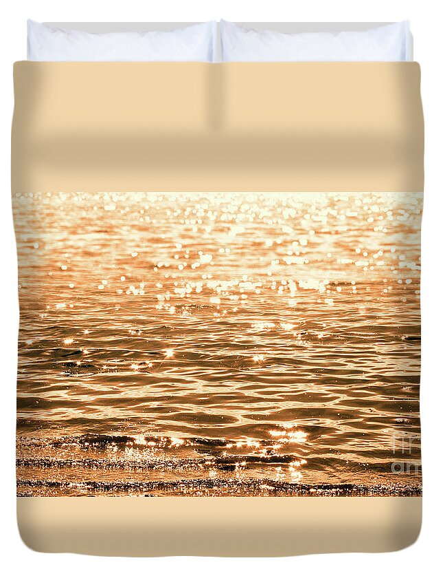 Golden Reflections Duvet Cover featuring the photograph Golden Reflections by Michael Rock