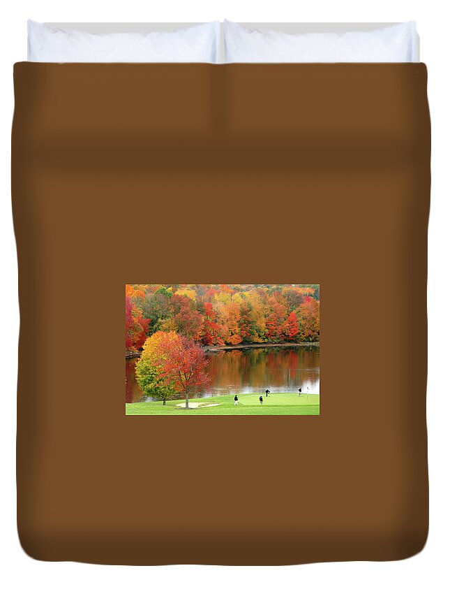 Sand Trap Duvet Cover featuring the photograph Golf Autumn3 by Khine