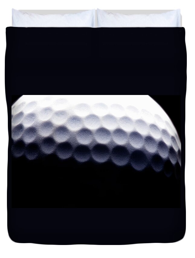 Shadow Duvet Cover featuring the photograph Golf Ball, Close-up by Michael Duva