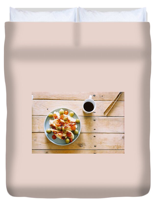 Breakfast Duvet Cover featuring the photograph Good Breakfast by Bikeillo