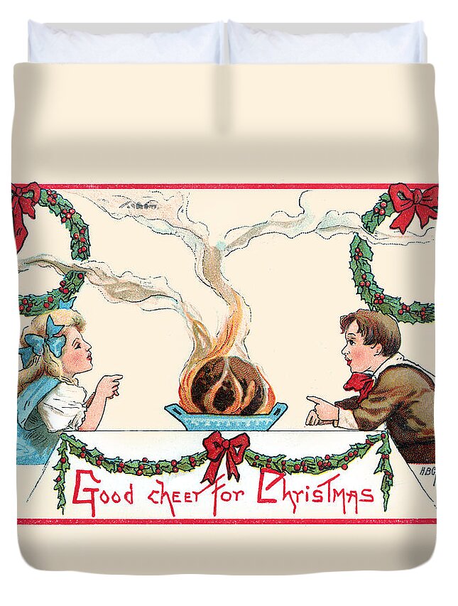 Christmas Duvet Cover featuring the painting Good Cheer for Christmas by H.b.g.