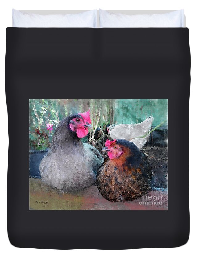 Hens Duvet Cover featuring the photograph Gossip Girls by Kim Tran