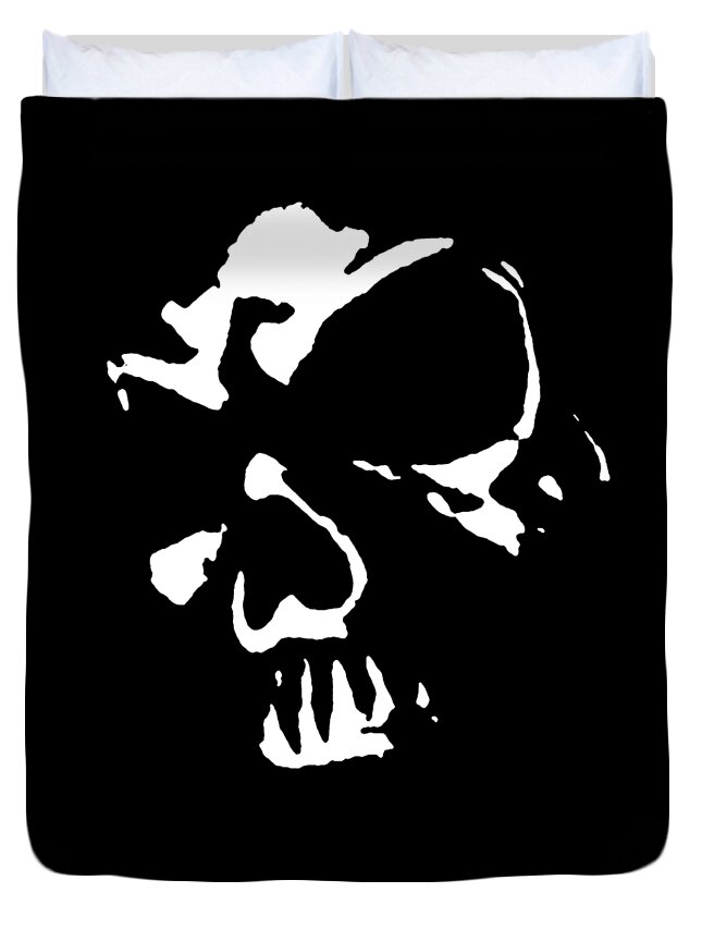 Skull Duvet Cover featuring the digital art Goth Dark Skull Graphic by Roseanne Jones