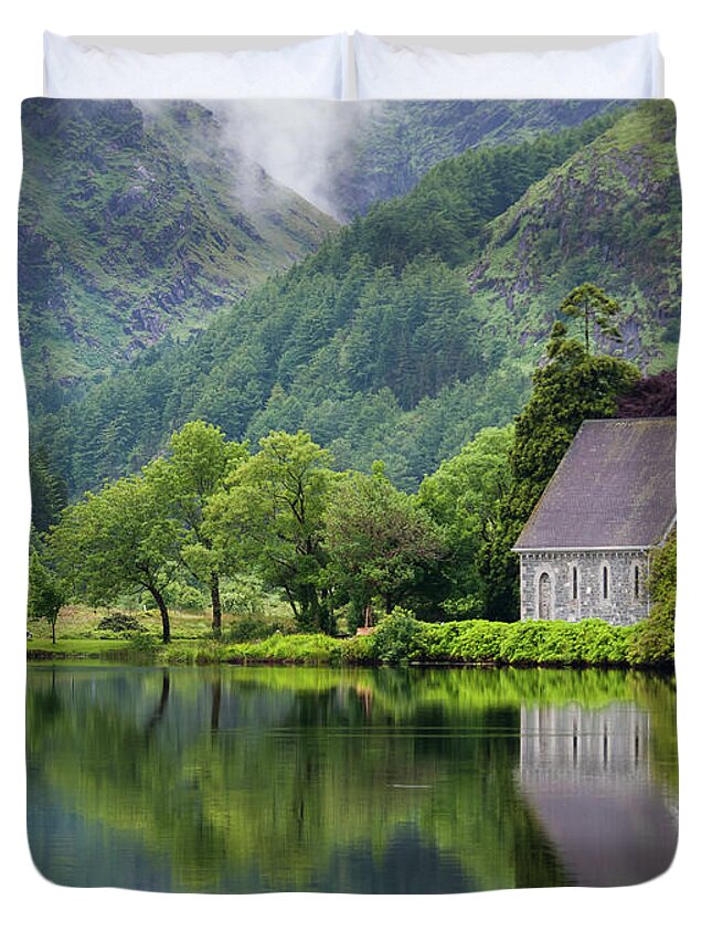 Tranquility Duvet Cover featuring the photograph Gougane Barra Forest Park And Lake by Bradley L. Cox