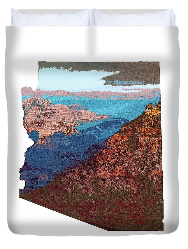 Grand Canyon Duvet Cover featuring the digital art Grand Canyon in the Shape of Arizona by Chance Kafka