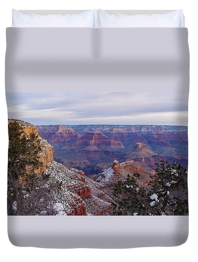 American Southwest Duvet Cover featuring the photograph Grand Canyon Morning Panorama by Todd Bannor
