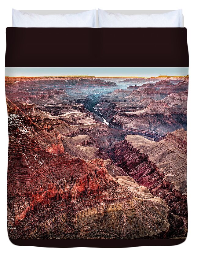Grand Canyon Duvet Cover featuring the photograph Grand Canyon Winter Sunset by Brian Tada