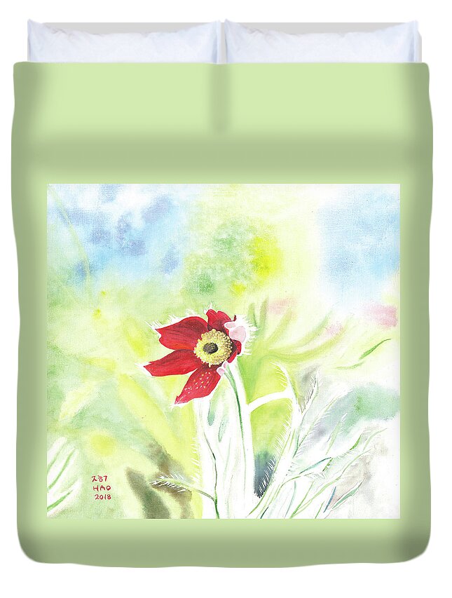 Granny Flower Duvet Cover featuring the painting Granny Flower 3 by Helian Cornwell