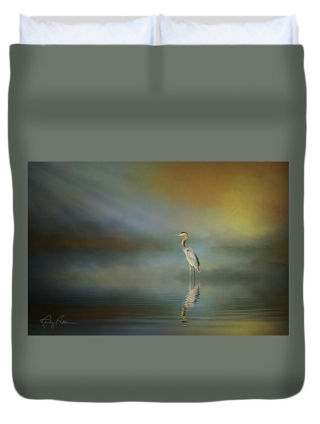 Great Blue Heron Duvet Cover featuring the photograph Great Blue Heron by Randall Allen