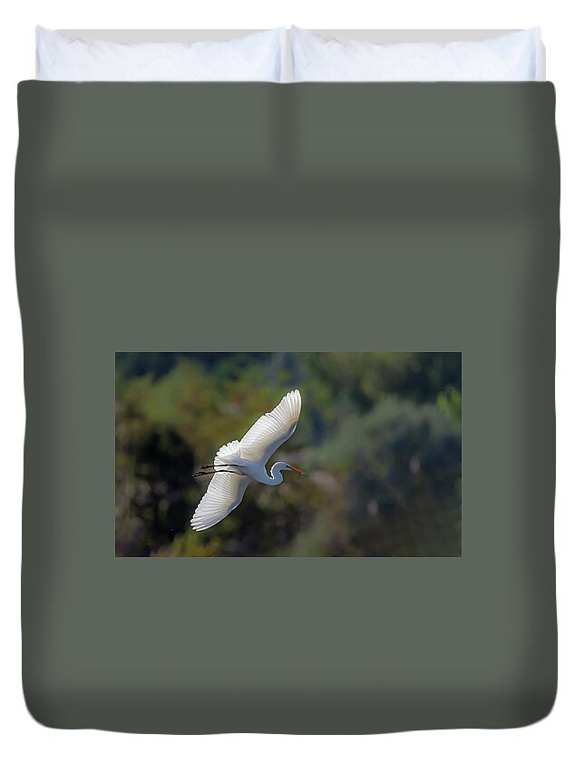 Great White Egret Duvet Cover featuring the photograph Great White Egret 2 by Rick Mosher