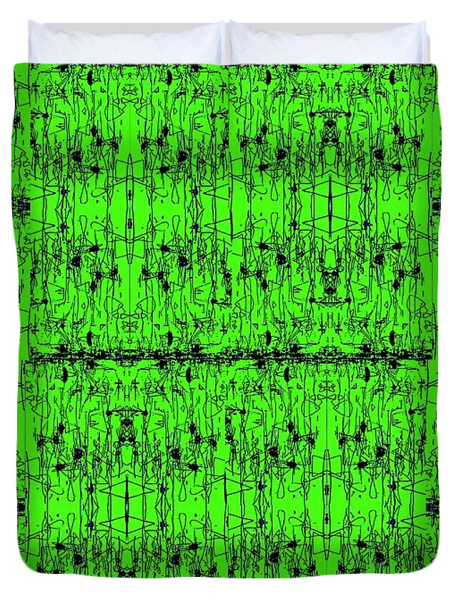 Green Duvet Cover featuring the digital art Green, Tapestry, Reeds, Shore, Shore Line  by Scott S Baker