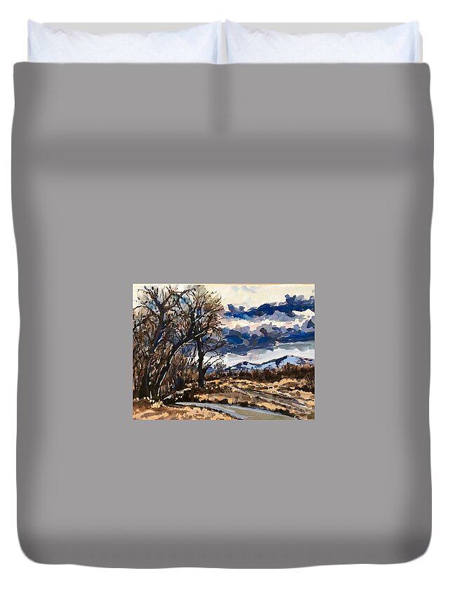  Boise Duvet Cover featuring the painting Greenbelt Study #4 by Les Herman