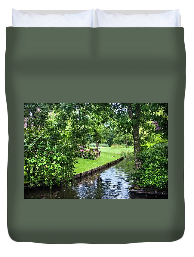 Jenny Rainbow Fine Art Photography Duvet Cover featuring the photograph Greenery of Giethoorn. The Netherlands by Jenny Rainbow