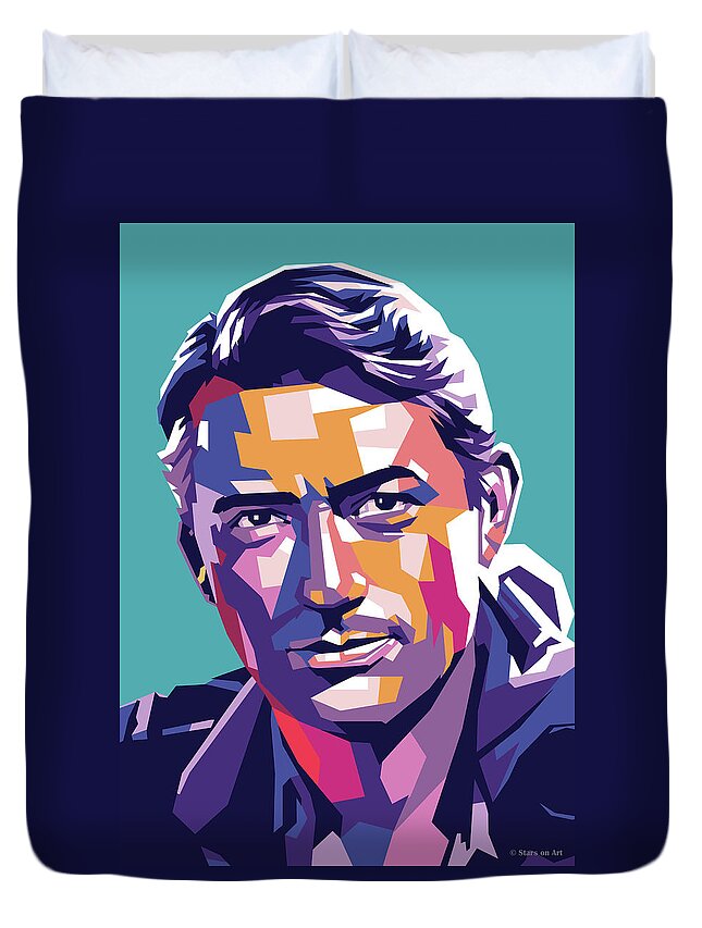 Gregory Peck Duvet Cover featuring the digital art Gregory Peck by Movie World Posters