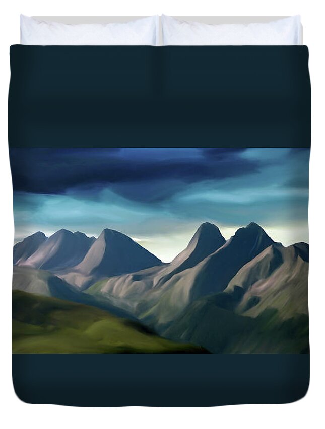 Mountains Duvet Cover featuring the mixed media Grenadier Skyline by Jonathan Thompson