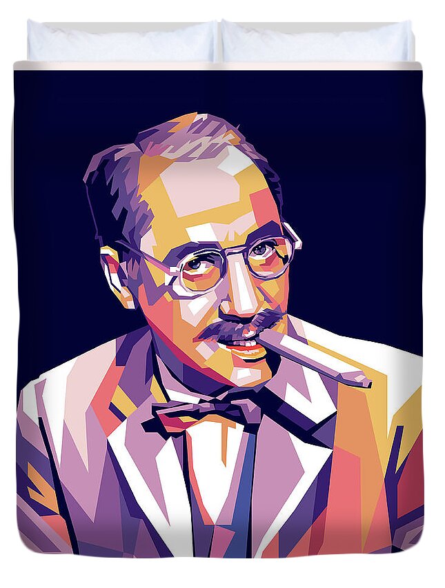 Groucho Marx Duvet Cover featuring the digital art Groucho Marx by Movie World Posters