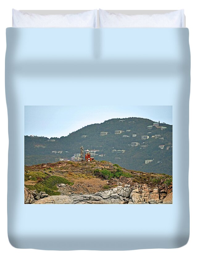Buck Island Duvet Cover featuring the photograph Guarding the Virgins by Climate Change VI - Sales