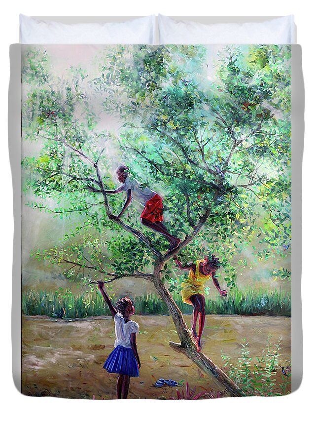 Guava Tree Duvet Cover featuring the painting Guava Tree by Jonathan Gladding