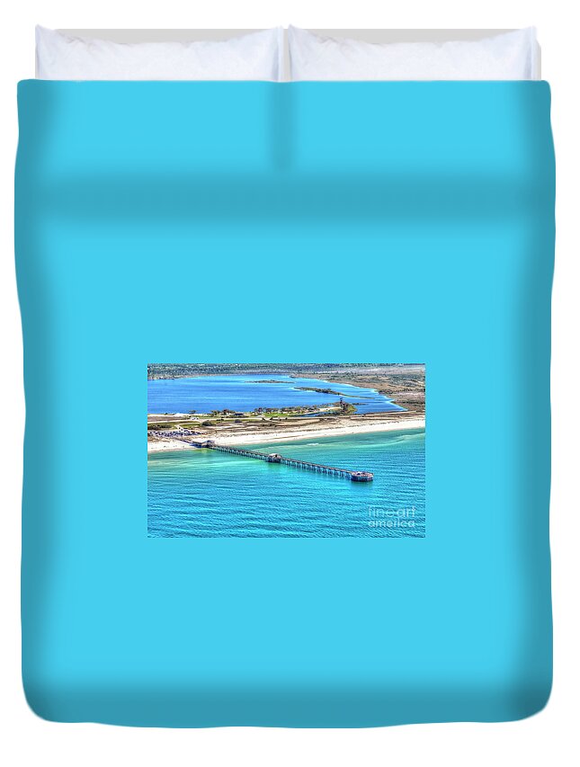 Gulf State Park Pier Duvet Cover featuring the photograph Gulf State Park Pier 7464P3 by Gulf Coast Aerials -