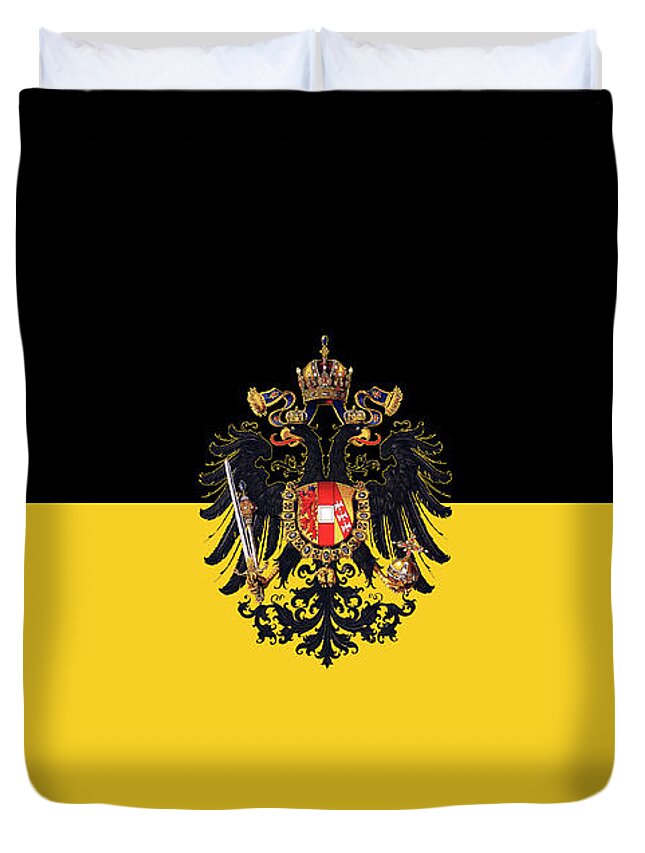Oesterreich Duvet Cover featuring the digital art Habsburg flag with small Imperial Coat of Arms by Helga Novelli