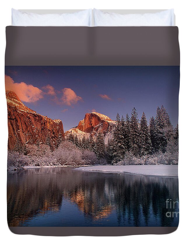 Dave Welling Duvet Cover featuring the photograph Half Dome Merced River Winter Yosemite National Park California by Dave Welling