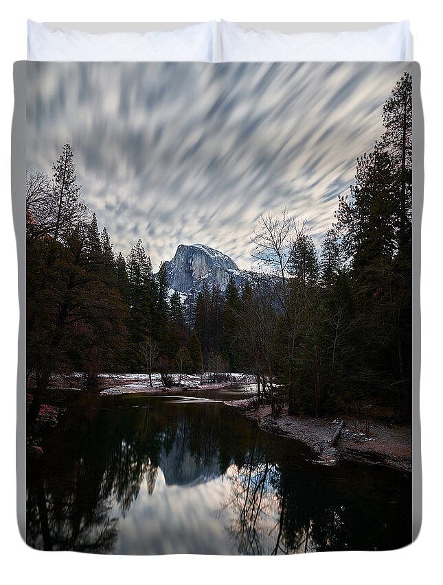 Jon Glaser Duvet Cover featuring the photograph Half Dome Reflection by Jon Glaser