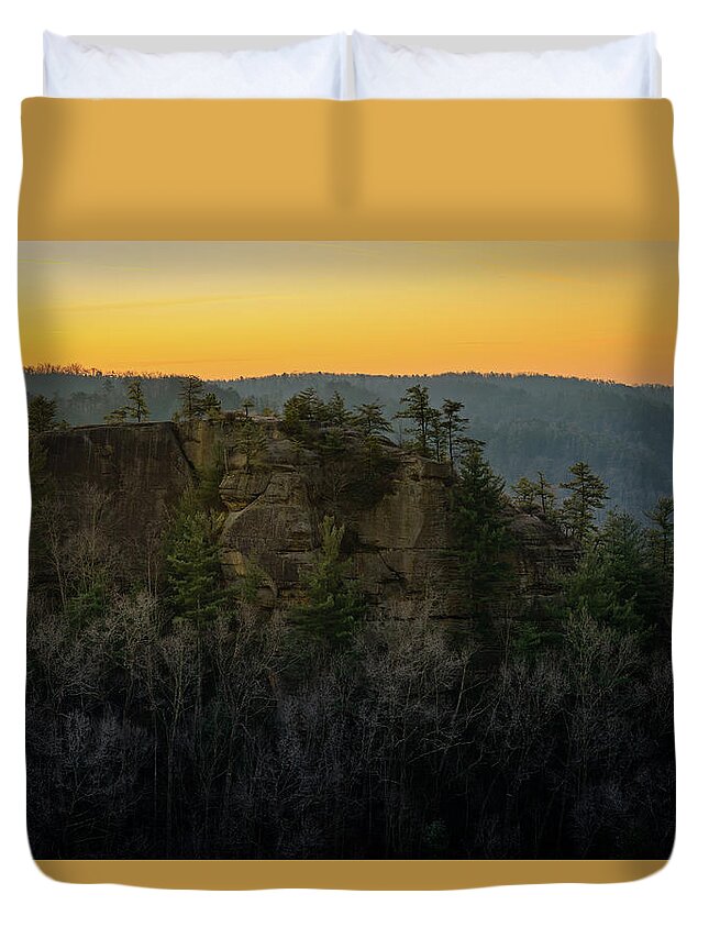 Chimney Top Rock Duvet Cover featuring the photograph Half Moon Rock by Michael Scott